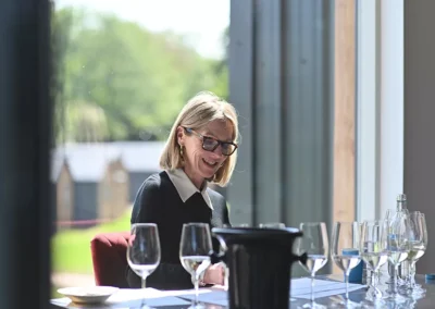 A person drinking champagne